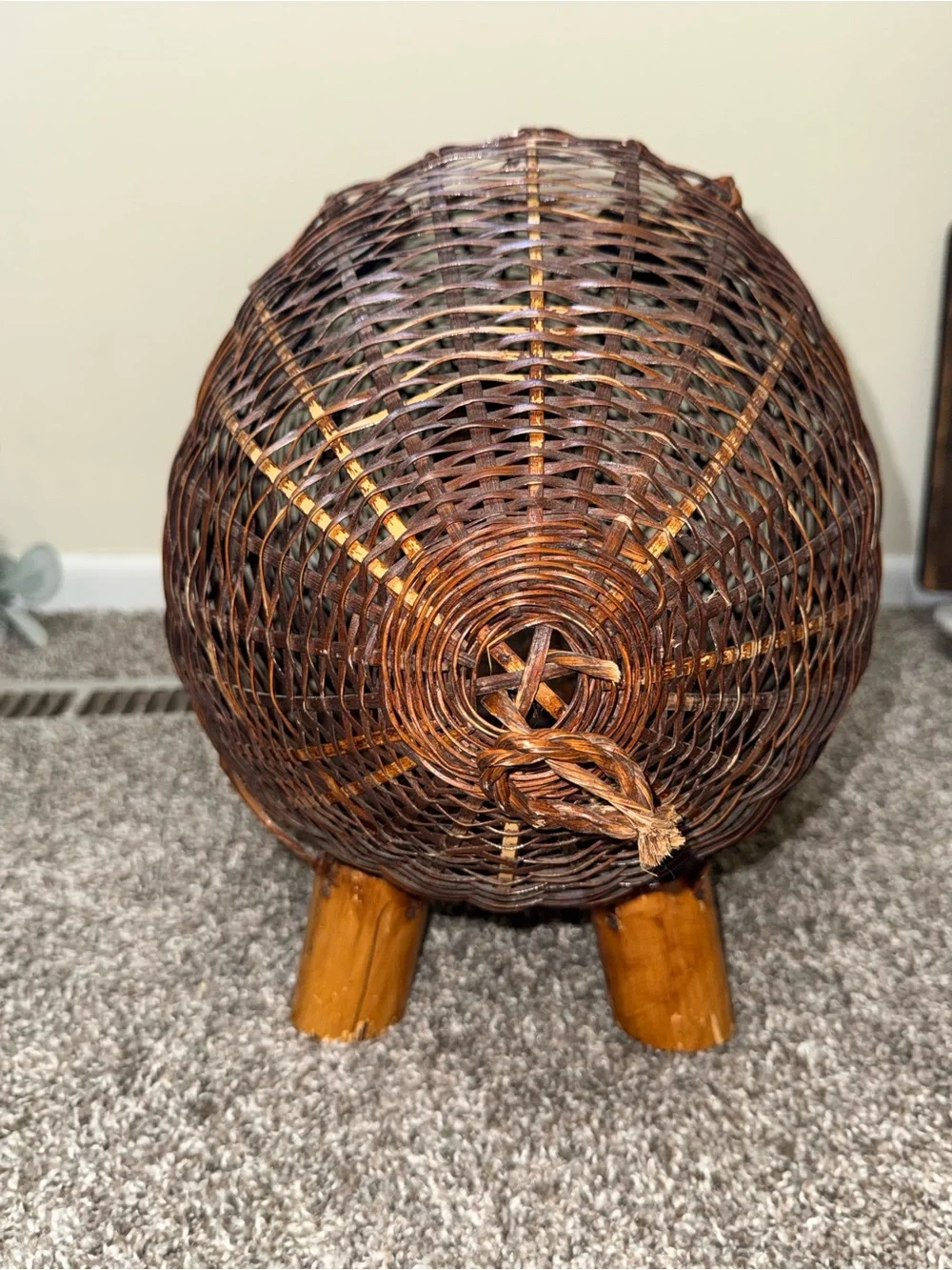 Wicker handmade pig basket